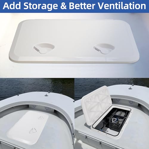 White Marine Boat Hatch Cover Deck Access Lid 24x14 Inches - CLLOMAGY