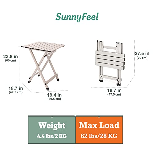 Sunnyfeel Grey Portable Folding Camping Table - Lightweight Aluminum Picnic Table for Outdoor & Indoor Use