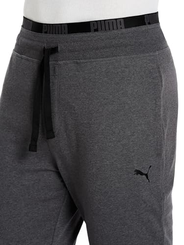 Men's French Terry Lounge Pants with Dual Band Waistband - Medium Dark Grey Heather White