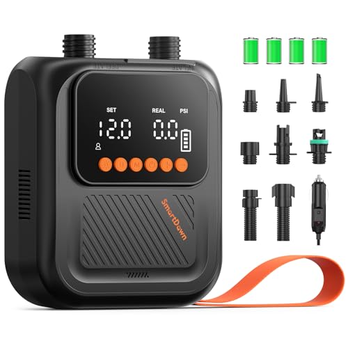 SmartDawn Black Rechargeable Electric Paddle Board Pump 20 PSI Portable SUP Inflator