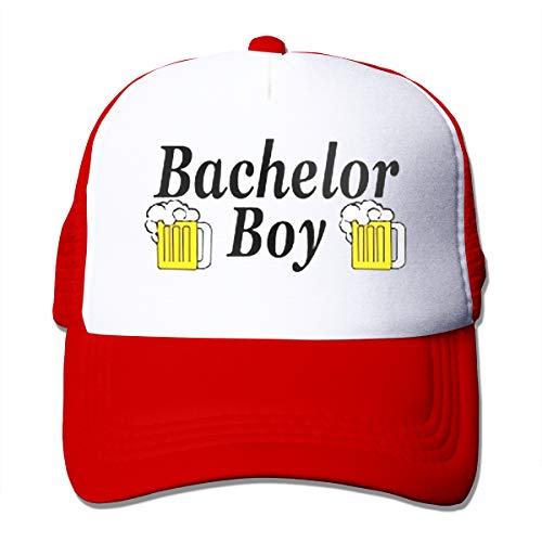 Men's Red Mesh Trucker Hat - Adjustable Baseball Cap for Bachelor Party
