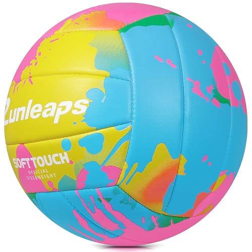 Beach Volleyball Official Size 5 Soft PU Ball - Waterproof Indoor/Outdoor (Pink/Yellow) - Runleaps