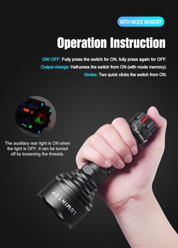 LUMINTOP Thor 3 Rechargeable LEP Tactical Flashlight 2500m Distance 400 Lumens