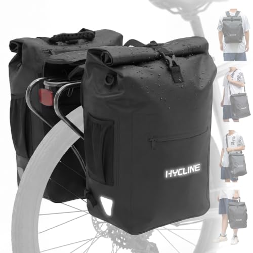 Hycline Waterproof Bike Panniers 28L 5-in-1 Rear Rack Bag Set (2PCS)