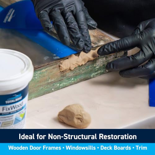 Marine Grade Epoxy Putty for Wood Repair - 2-Quart Kit - Waterproof & Stainable