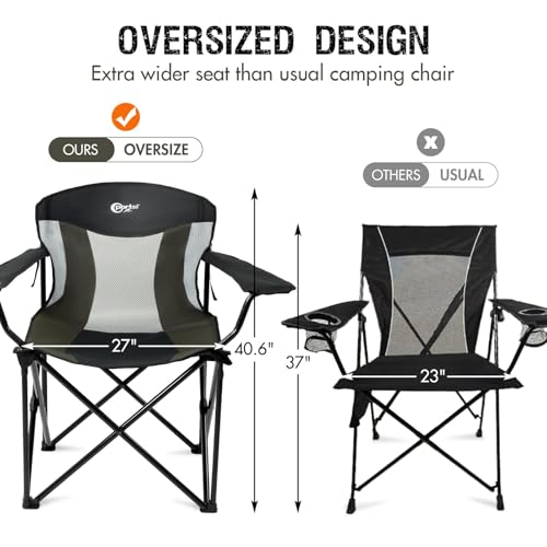 Portal Oversized Folding Camping Chair - Heavy Duty XXL Support 600 lbs - 1 Pack