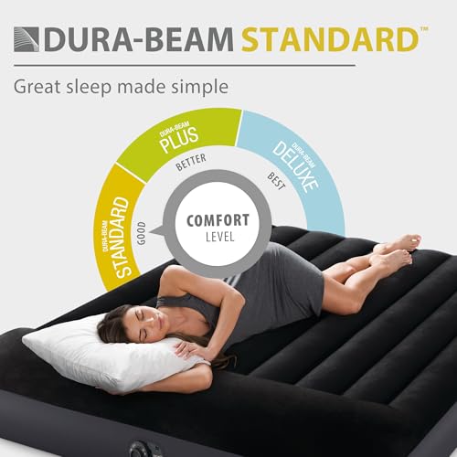 Intex Dura-Beam Full Size Pillow Rest Air Mattress with Electric Pump - 10 Inch Bed Height