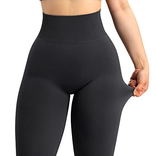 MOOSLOVER Medium Black Seamless High Waist Butt Lifting Leggings for Women - Workout & Yoga Pants