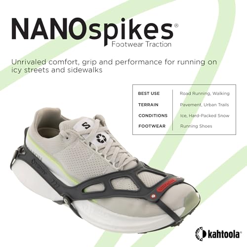 Kahtoola NANOspikes Traction Footwear for Icy Winter Road Running & Walking - Charcoal/Large