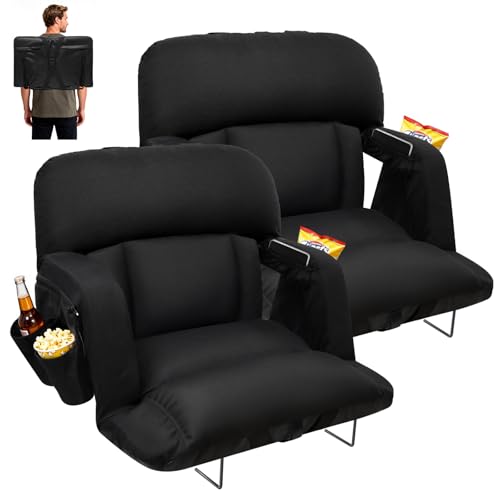 23-Inch Stadium Seat with Back Support, Foldable Bleacher Chair for Sports Events