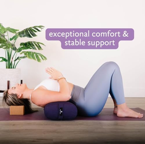 Yoga Bolster - Supportive Firm Cushion for Restorative Poses - Plum Solid