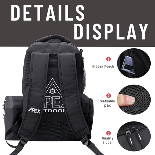 Large Disc Golf Backpack Bag with 21+ Disc Capacity & Multiple Pockets - Black