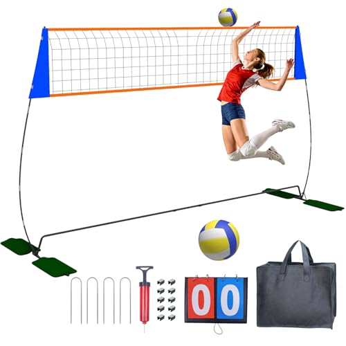 Portable 12FT Volleyball Net Set with Adjustable Height & Wide Base for Backyard & Indoor Play