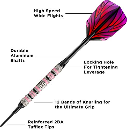 Viper Wings 80% Tungsten Soft Tip Darts - Pink, 16 Grams