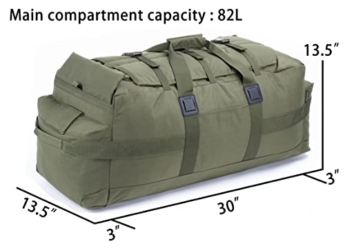 Large Military Duffle Bag Backpack 85L Tactical Field Gear Army Deployment Olive Drab