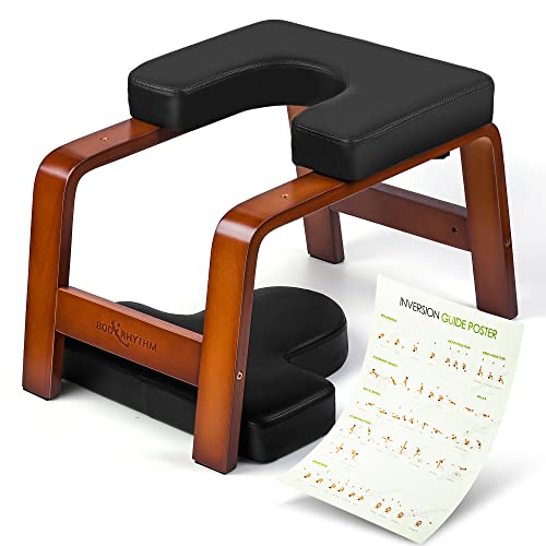 Yoga Headstand Bench - Inversion Chair for Stress Relief & Strength - Black & Chocolate