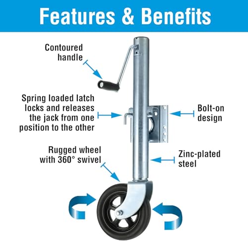 Seachoice Fold-Up Marine Trailer Jack 22-7/8 Inch Max Lift 1500 Lbs