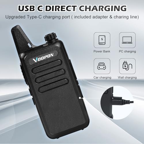 10 Pack Rechargeable Walkie Talkies for Adults Long Range Two-Way Radios with Earpieces