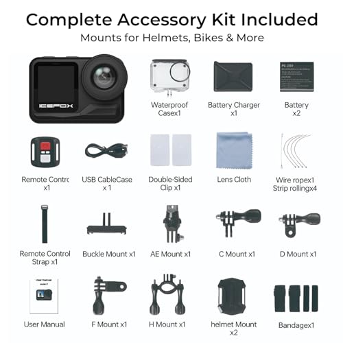 Icefox 4K Action Camera 60FPS 20MP Underwater Waterproof 98ft WiFi