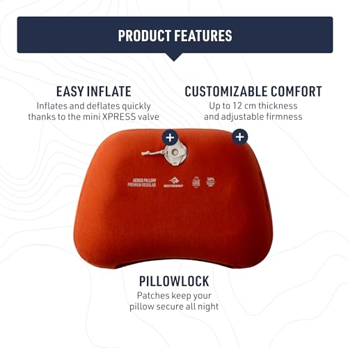 Sea to Summit Aeros Premium Inflatable Pillow X-Large Burnt Olive for Camping & Travel
