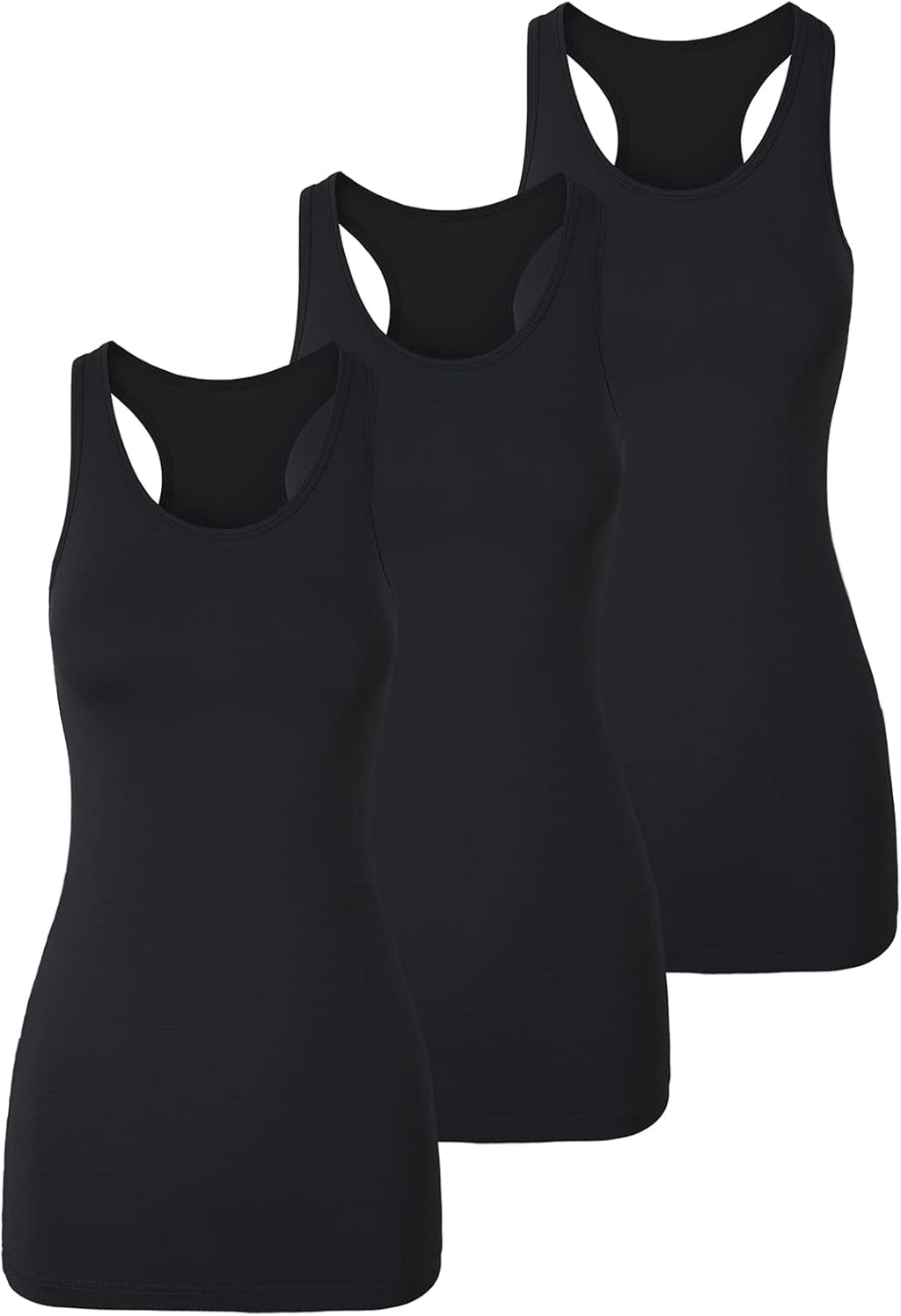 TAIPOVE Long Tank Tops for Women - Cotton Racerback Camisole Activewear | Extra Long 3-Pack