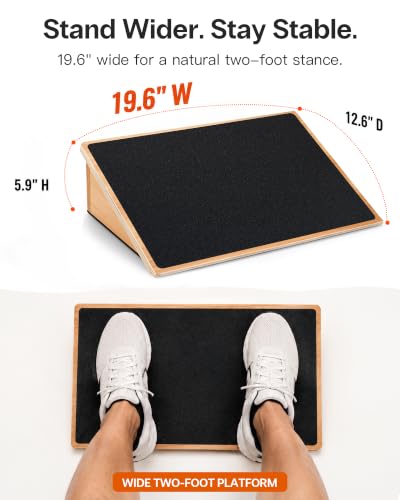StrongTek Wooden Slant Board for Squats 25° Incline, 19.6-Inch Wide, Anti-Slip Support