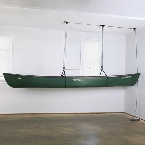 Teal Triangle Canoe Hoist - Garage Pulley System Holds 150 lbs, EasyLift Overhead Storage