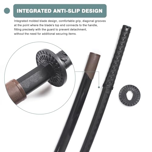 Black BJDJ Katana Sword - High Toughness Polypropylene Blade for Training & Aikido