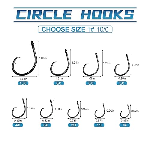 Saltwater Circle Hooks in-Line Wide Gap Fishing Hooks for Catfish Tuna & More - 4/0 20pcs - Strong Carbon Steel