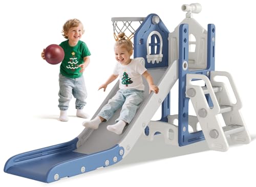 BIERUM 6-in-1 Toddler Indoor & Outdoor Playset Blue for 1-3 Year Olds