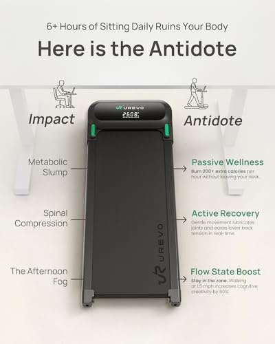 UREVO Auto Incline Walking Pad Treadmill - Black Green, 10% Incline, Quiet Motorized, Home Office Fitness