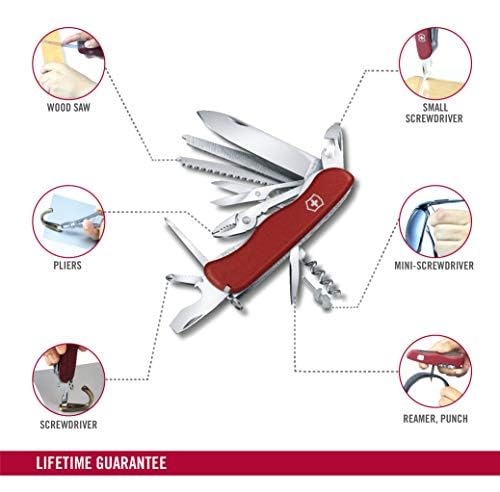 Victorinox Work Champ Swiss Army Knife - 21-Function Pocket Multitool, Red - WorkChamp Variation