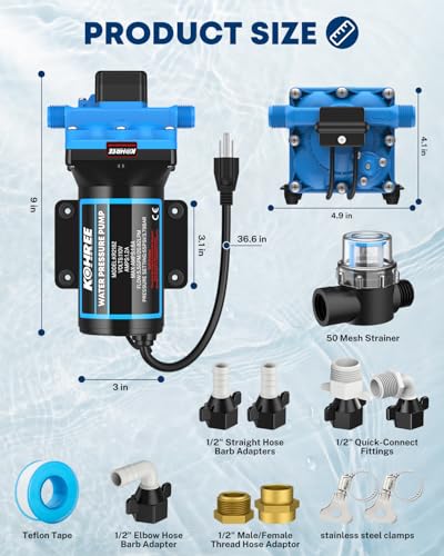 Kohree 110V Self-Priming Water Pressure Pump 5.5 GPM 55 PSI - Model Variation