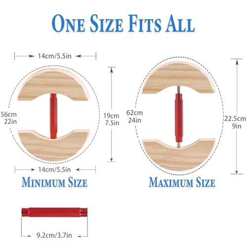 Walnut Wooden Hat Stretcher for Men and Unisex Fitted Cowboy and Baseball Caps - Large Red Round Variation