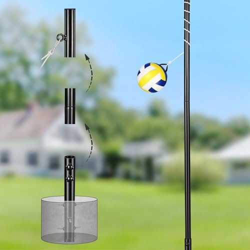 Heavy Duty Tetherball Set for Backyard with Rubber Ball & Adjustable Poles