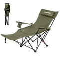 Naturehike Green 3-Position Adjustable Camping Recliner with Footrest - Heavy Duty Folding Lounge Chair, Portable with Carry Bag, Cup Holder & Side Pocket, Supports 330 lbs