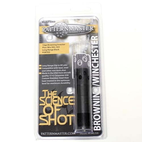 Patternmaster Classic Long Range 12 Gauge Shotgun Choke Tube for Browning Invector Plus/Winchester SX3 SX4 – 17-4 Stainless Steel, Ported, Up to 60 Yards