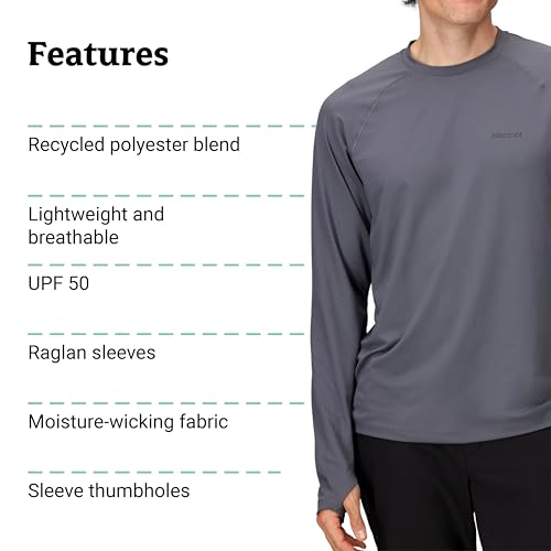 Men's Windridge Long Sleeve Shirt - Medium Steel Onyx, Moisture-Wicking, UPF 50