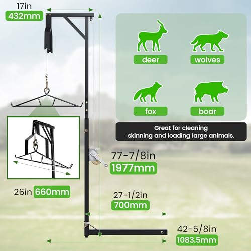 ECOTRIC 78-Inch Deer Hoist with 600lb Capacity for Truck Hitch