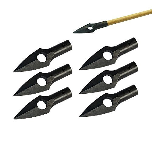 6pcs Iron Archery Arrowheads for Wooden Arrows Black Medieval Hunting Tips