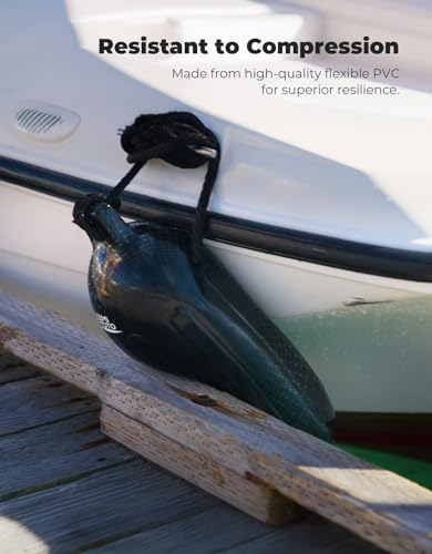 KEMIMOTO Black Inflatable Boat Fenders 6.5x23 Inches - 4 Pack for Docking, Pontoon & Bass Boats
