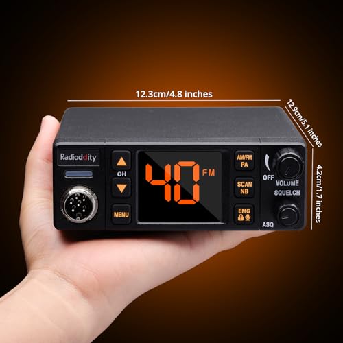 Radioddity CB-606 Pro Mobile CB Radio with FM/AM/PA, 40 Channels, 2.2" LCD