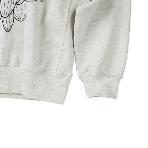 Women's Cotton Sweatshirt with Triple Daisy Floral Graphic - Oatmeal & Black, One Size