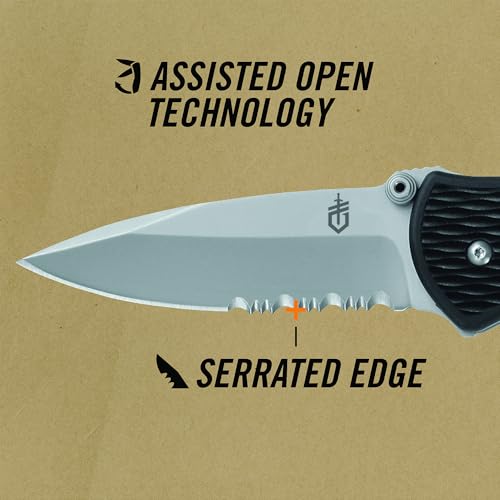Gerber FAST Draw Assisted Opening Pocket Knife - 3 Inch Serrated Blade