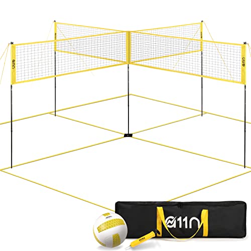 4-Way Volleyball and Badminton Net Set with Accessories for Backyard & Beach
