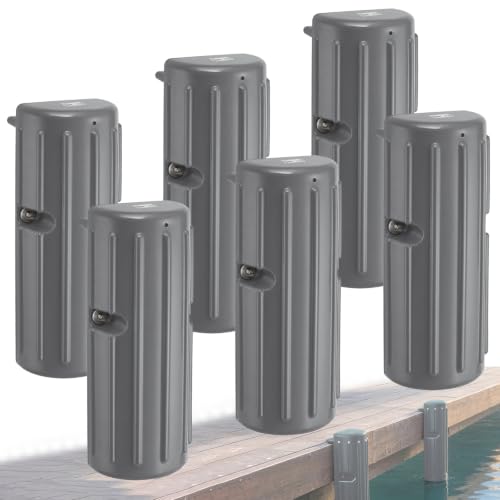 Gray Marine Dock Bumpers 15.4 Inch PVC Edge & Side Protectors - 6 Pack