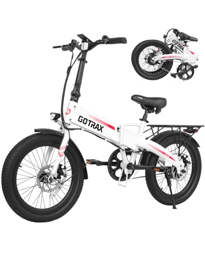 Gotrax R1 20-Inch Folding Electric Bike for Adults, White, Max 20mph