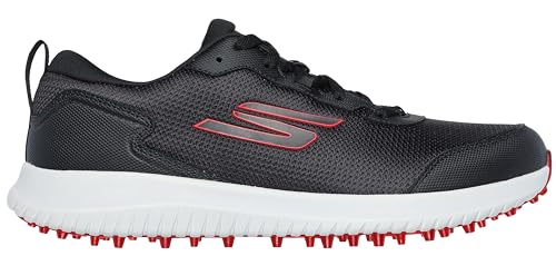 Skechers Men's Max Fairway 4 Golf Shoes - Black Red, Spikeless Water-Resistant Golf Sneakers