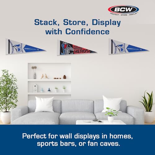 BCW 12x30 Inch Sports Pennant Display Holder Pack of 10 - Clear Rigid Plastic