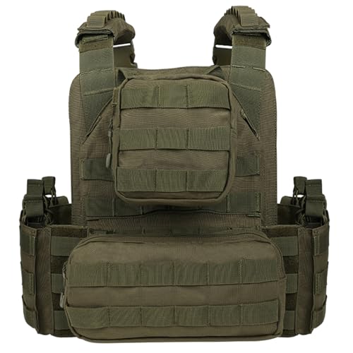 YAKEDA Camo Tactical Carrier Vest - One Size, Army Green, Breathable & Adjustable